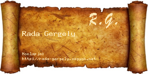 Rada Gergely névjegykártya